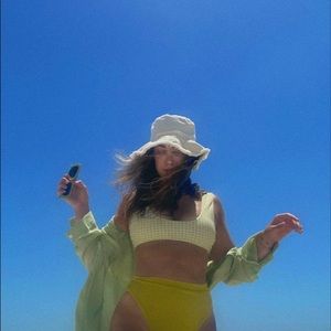 Green Checkered Bikini Top